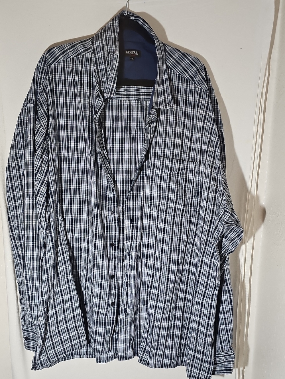 Classic Navy & White Plaid Button-Down Shirt